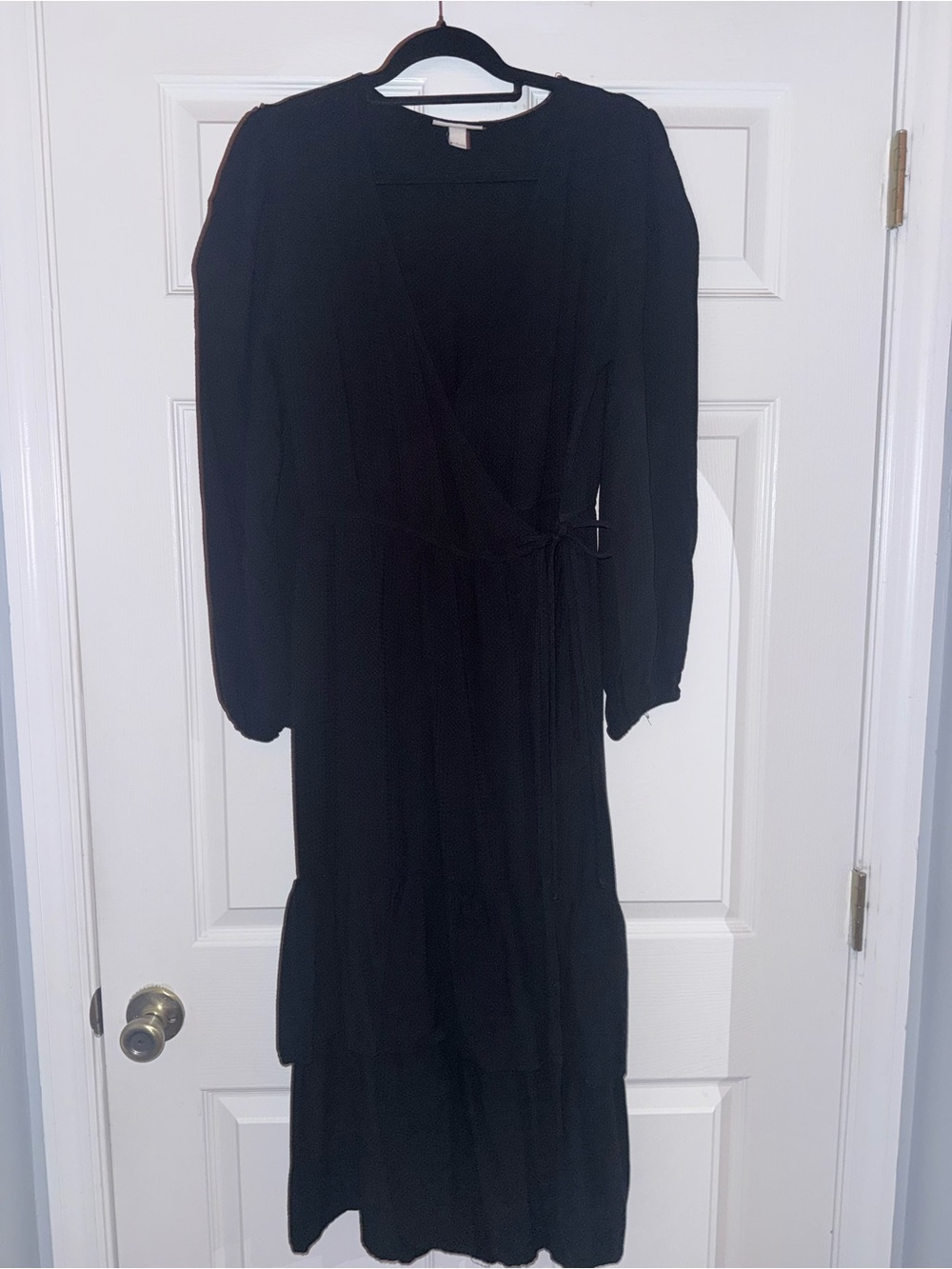Knox Rose Black Long-Sleeve Wrap Maxi Dress